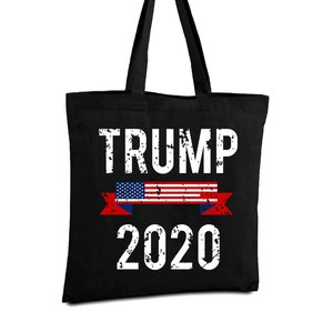Sacola de lona Trump 2020. Sacola de compras Trump EUA. Sacola de compras Trump EUA 2020.