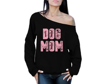Pug Mom Off the Shoulder Shirt for Women Off the Shoulder Oversized Sweatshirt Dog Lover Gifts For Mom Mothers Day Pug Mom Gift For Her