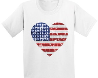 USA Flag Youth Kids T shirt Tops American Flag Patriotic 4th of July
