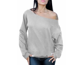 white off the shoulder sweatshirt