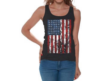 KNEYATTA America Tank Top Womens American Flag Racerback Tanks Top Sleeveless Patriotic Vest Shirt