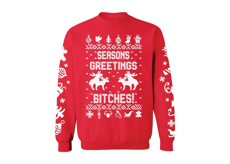 Merry Christmas Bitches Rude Xmas Funny Unisex Sweatshirt Ugly Jumper Top