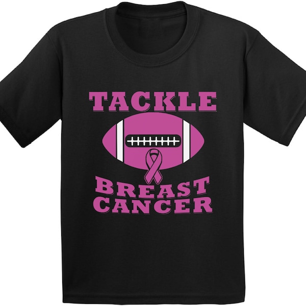 Tackle Breast Cancer Tshirt for Kids. Breast Cancer Awareness Shirt. Funny Pink Ribbon T Shirt.