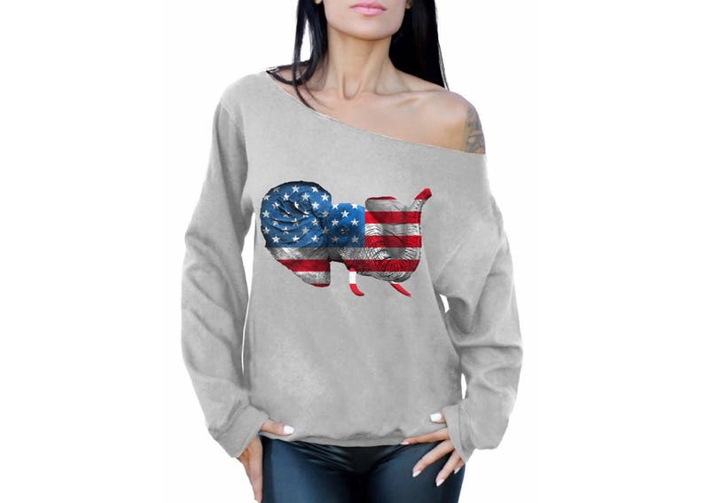 off the shoulder american flag shirt