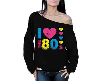 80s off the shoulder sweatshirt Clearance