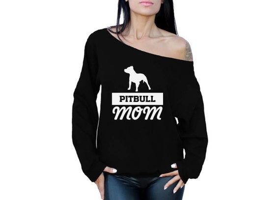 Pitbull Mom off Shoulder Sweatshirt Pitbull Mama Oversized Sweater Women s Pitbull Dog Mom Sweater Funny Mother s Day Gifts for Dog Lovers Etsy