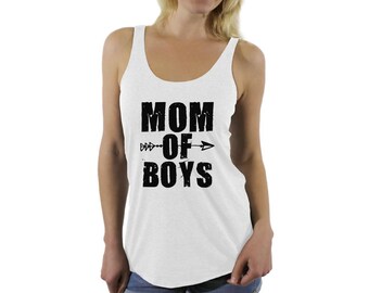 Mom of Boys Motherhood Mother's Day Racerback Tank Tops Black Arrow Mom of Boys Gift Mom To Be