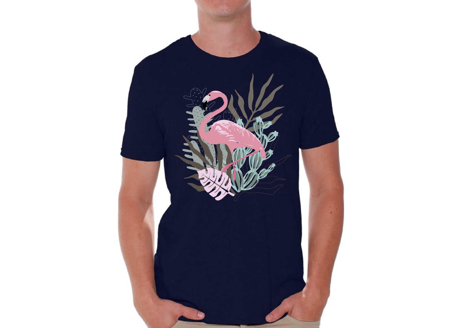 Pink Flamingo Leaves. T Shirt for Men. Pink Flamingo Shirts. | Etsy
