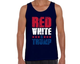 Rojo blanco y Trump camiseta de tanque para hombres Trump regalos para él bandera estadounidense tanque Top EE.UU. tanque para hombres 4th de julio camisa muscular USA Bandera Tank Top