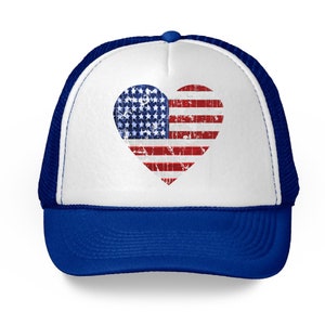 Distressed USA Flag Hat. American Trucker Hats for Women. USA Hat for Men. 4th of July Beach Party Barbeque Outfit.