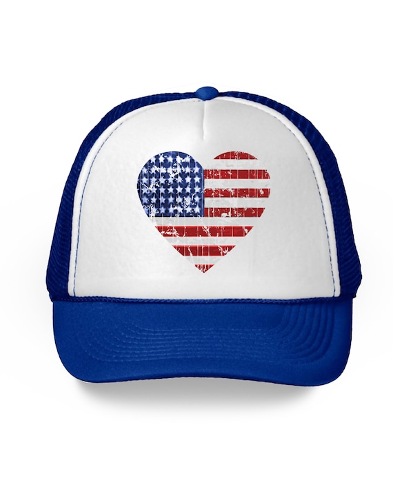 Distressed USA Flag Hat. American Trucker Hats for Women. USA Hat