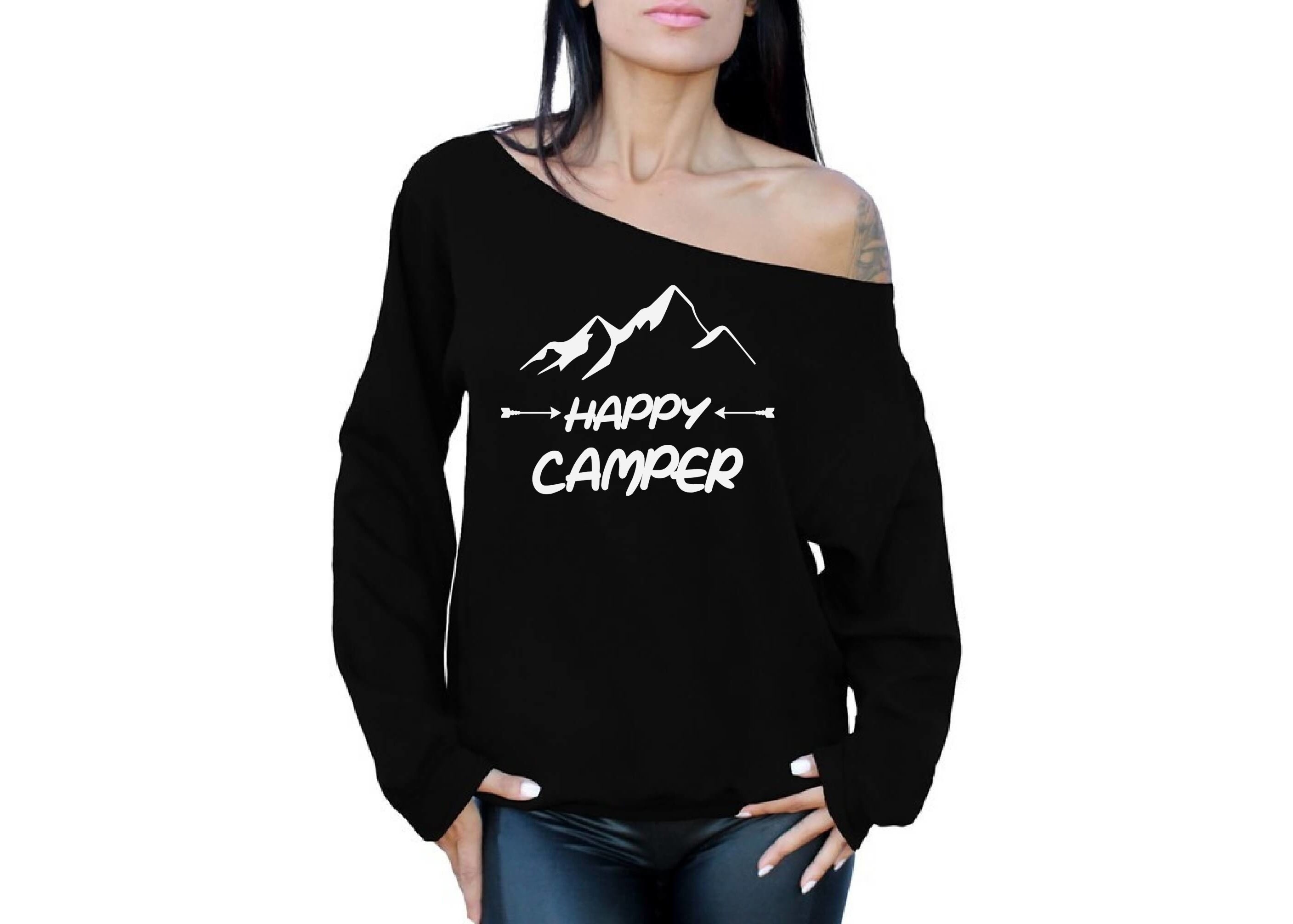 black oversized off the shoulder sweater