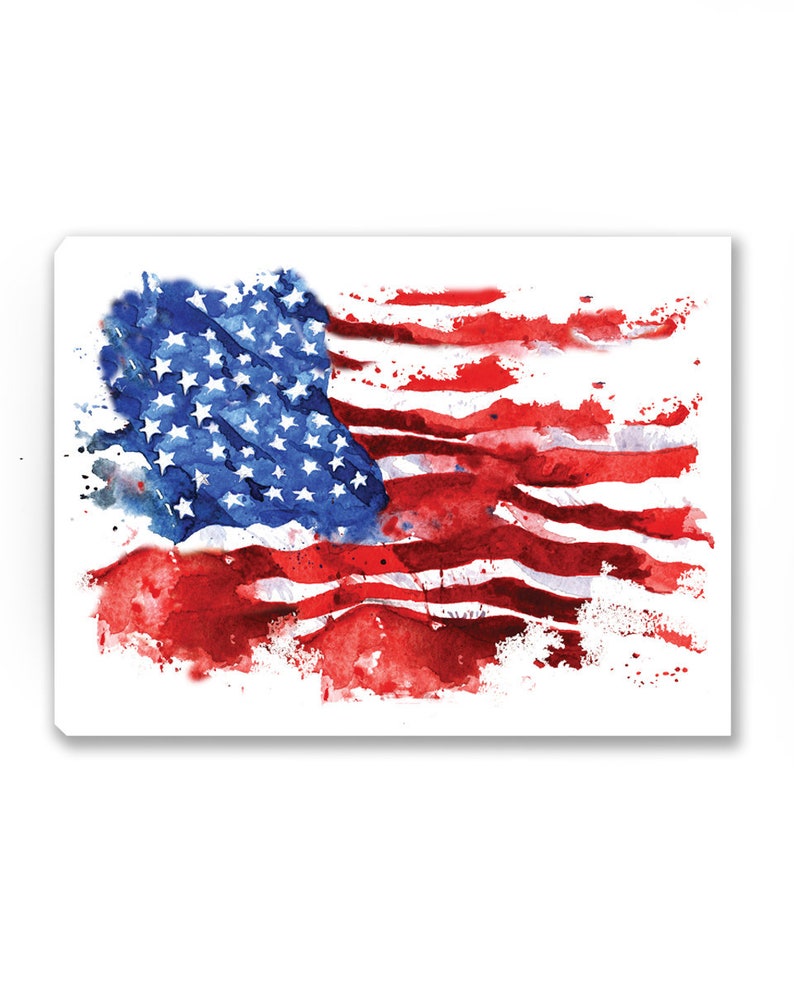 America Wall Art USA Wall Decor. USA Flag Canvas Brushed American Flag Canvas