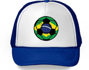 Y94OIW@MAO Soccer Heart Football Brazil Flag Peaked Cap for Unisex Cotton Mountaineering Cap 