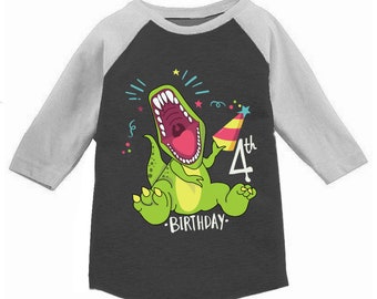 4th Birthday Shirt. Dinosaur 4 Year Old Birthday T-Shirt