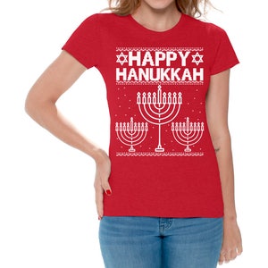 女性用ハヌカTシャツ、女性用ユダヤ教のお祝いシャツ、ハヌカTシャツ、ユダヤ教Tシャツ