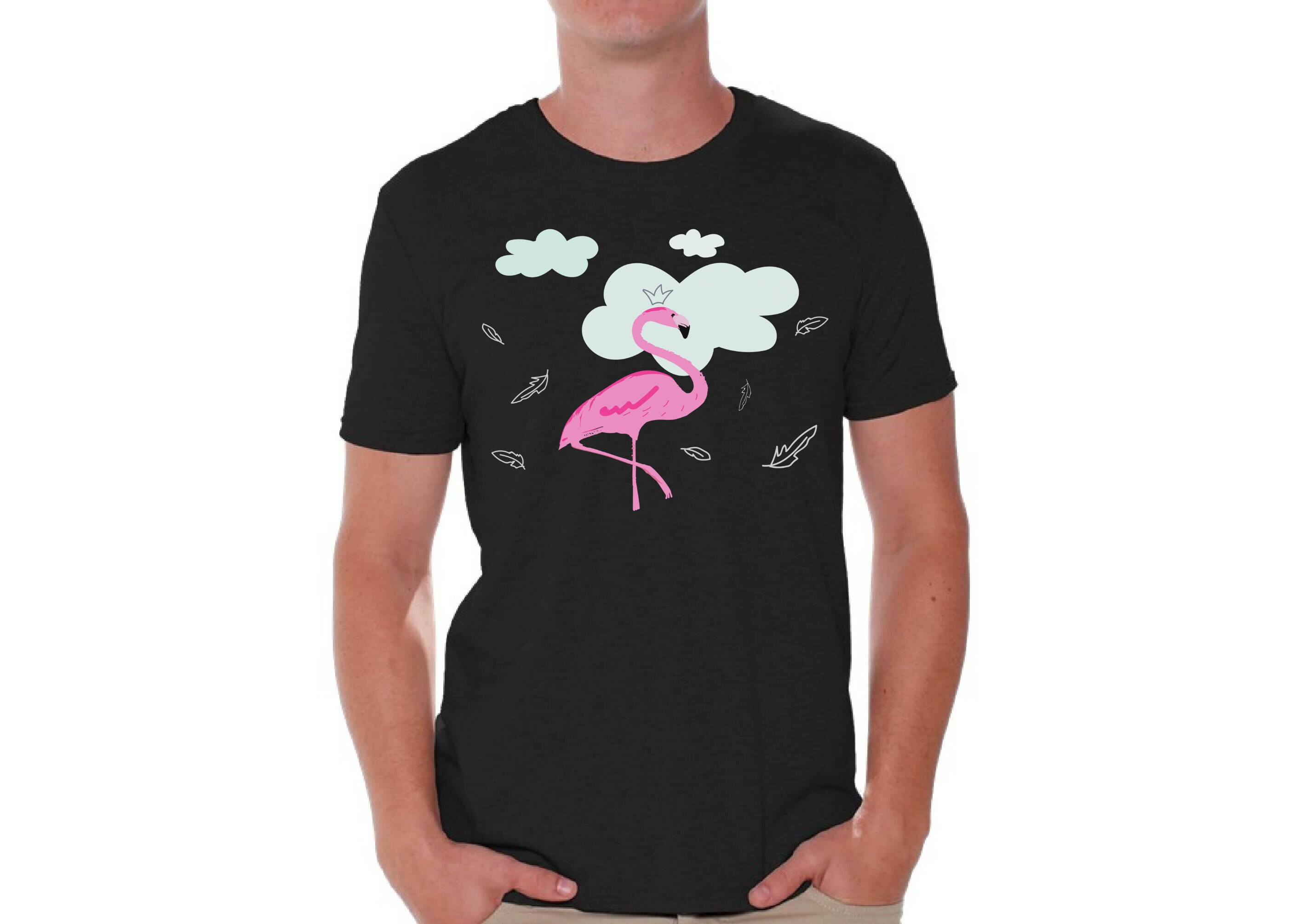 Flamingo in Clouds. T Shirt for Men. Pink Flamingo Shirts. | Etsy