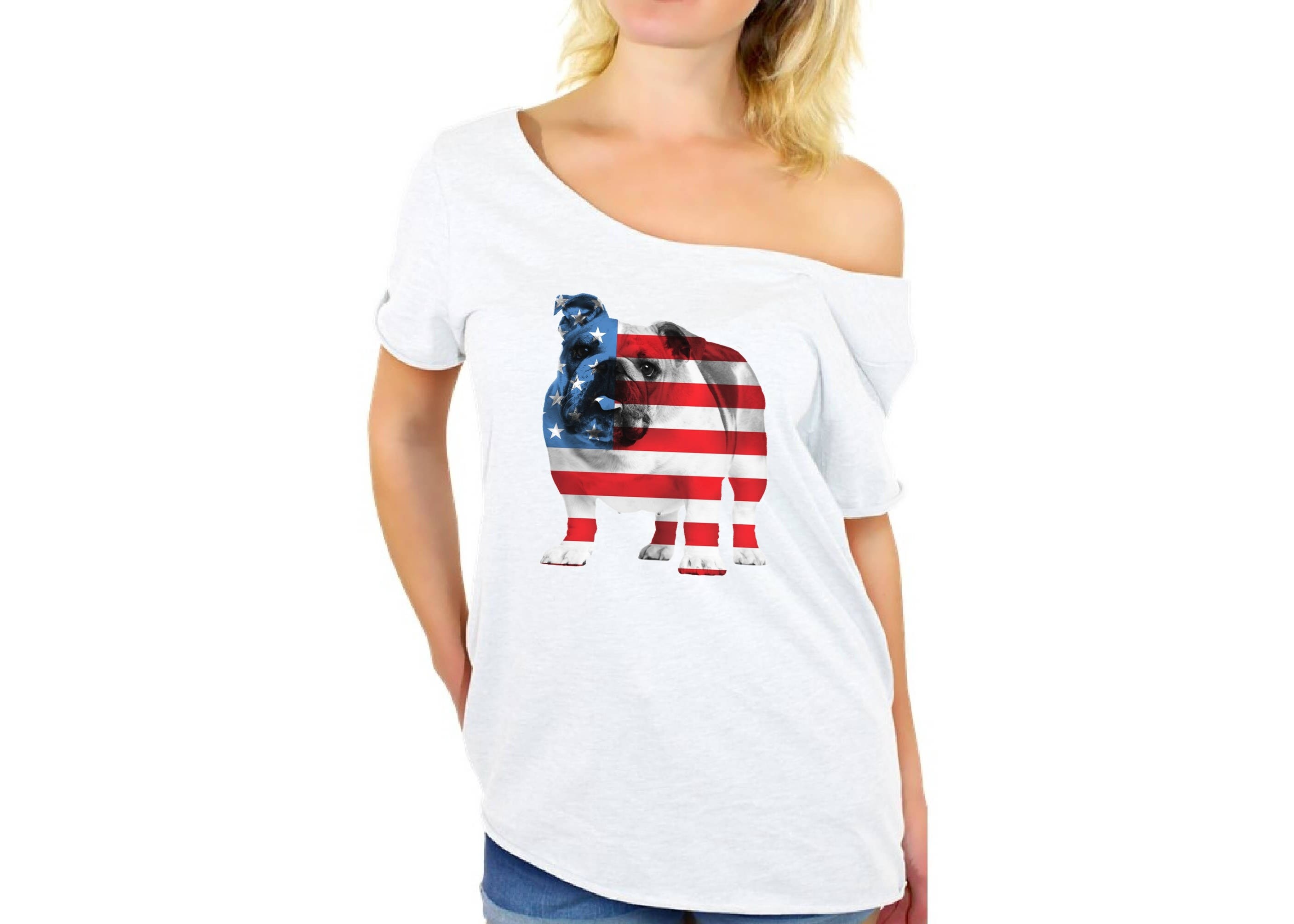 USA Flag Bulldog off Shoulder Tops T Shirt off Shoulder Shirt for Women American Flag Dog Lover Patriotic 4th of July Gifts Etsy Australia