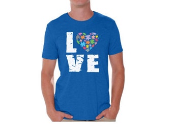 Autism Awareness Shirt Love Puzzles T shirts for Men Shirts  Tshirts Tops Tees Autistic Support Puzzle Piece ASD Autism Awareness Shirt