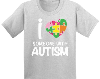 Jugend Autismus Bewusstsein Shirt Kinder Ich liebe jemanden mit Autismus T-Shirts