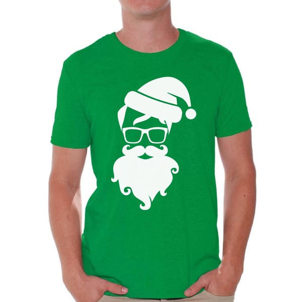 Hipster Santa Holiday Shirts for Men Tacky Christmas Tshirts for Men Hipster Christmas Shirt Funny Santa Tshirts for Men Holiday Gifts