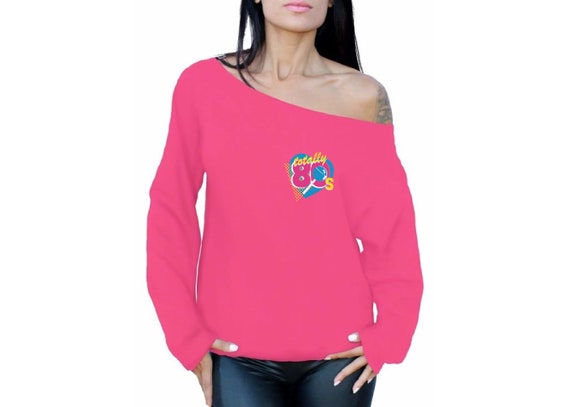 off the shoulder sweatshirt 80s