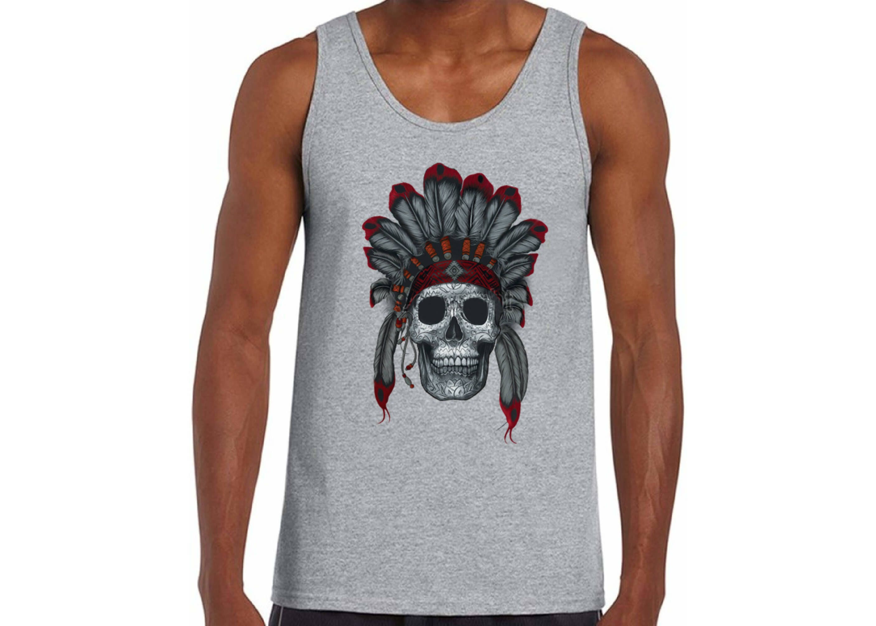 Indian Headdress Skull Tank Tops for Men Graphic Tank Tops - Etsy Canada