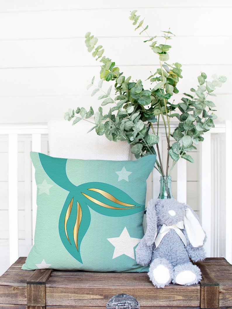 Nursery Room Decorative Pillow Covers Mermaid Throw Cushion Case