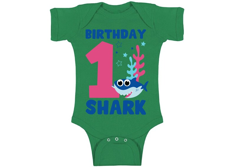 First B-Day Baby Bodysuit Birthday Shark Romper Shark Lovers