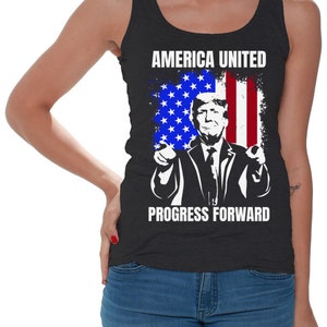 Dreamtees Trump 2024 Women Tank Top America Political Republicans Gift Trump America United Progress Forward USA Sleevess Top Gift for Women