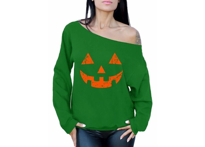 Jack/'O Halloween Pumpkin Off the Shoulder Oversized Sweatshirts Cool Gifts for Halloween Horror