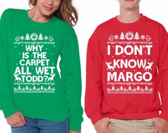 Todd and Margo Matching Couples Ugly Christmas Sweatshirts