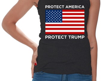 Dreamtees Trump 2024 Frauen Tank Top Amerika Politische Republikaner Geschenk Trump Protect Trump Protect Amerika USA Ärmel Top Geschenke für Frauen