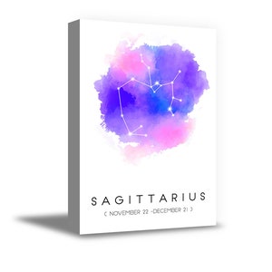 Zodiac Sign Sagittarius Canvas Zodiac Wall Art Starry Map Gifts for Astrology Lover Sagittarius Wall Decor