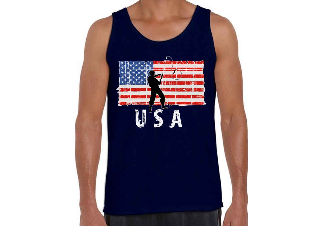Fishing USA Men Tank Top. Fisherman Gifts. USA Flag Men Shirt. Etsy