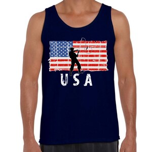 Fishing USA Men Tank Top. Fisherman Gifts. USA Flag Men Shirt. I&#39;m American. Love USA.