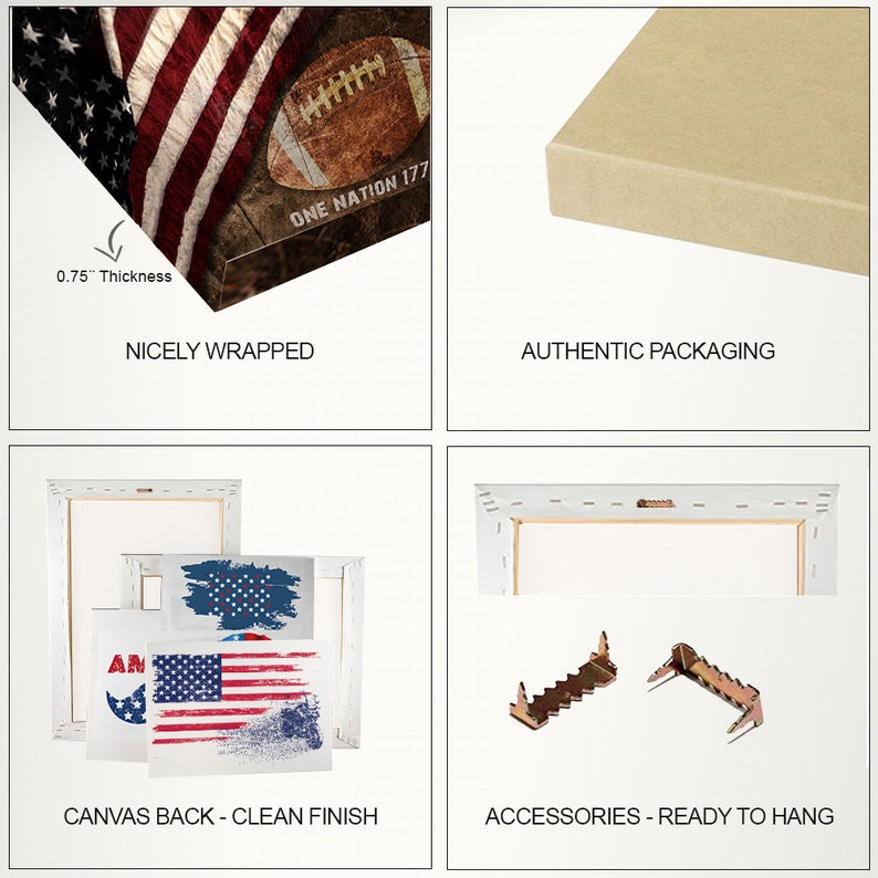 America Wall Art USA Wall Decor. USA Flag Canvas Brushed American Flag Canvas