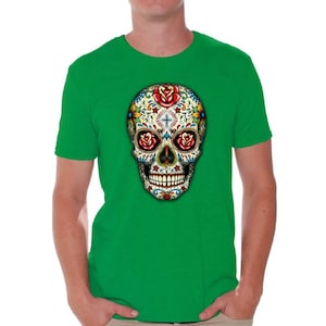 Sugar Skull Shirts For Men Sugar Roses Day for Dead Shirts For Him