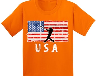 Młodzieżowa koszulka baseballowa USA. Jeden naród. Retro koszulki USA dla chłopców i dziewcząt. Prezenty dla dzieci.