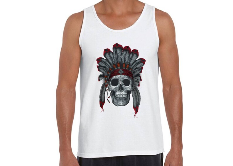 Indian Headdress Skull Tank Tops for Men Graphic Tank Tops | Etsy