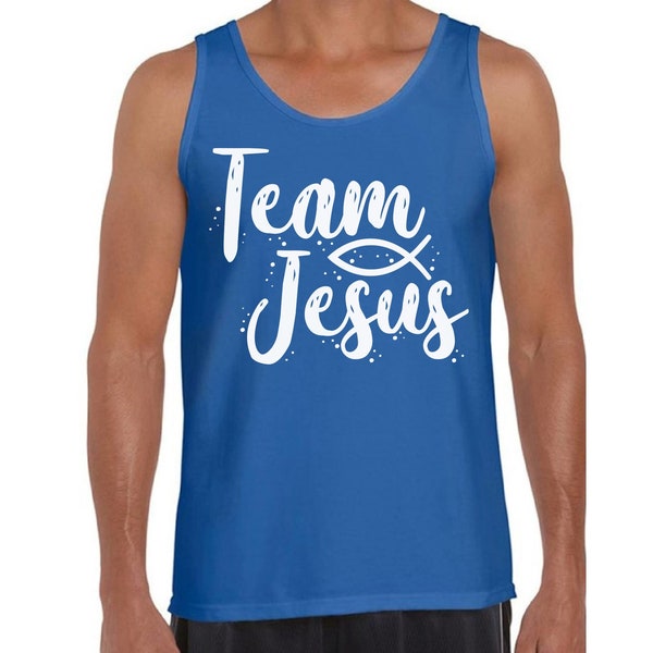 Team Jesus T-Shirt. Jesus Tank Top for Him. Christian Mens Tank. Christ Clothes for Men. White Tshirt for Men. Christian Gifts. Jesus Shirt.