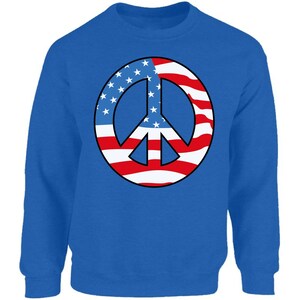 USA Peace Flag Crewneck USA Sweatshirts Tops Peace Sign USA Flagge 4. Juli Unabhängigkeitstag