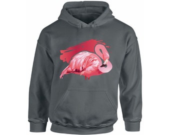 Sweat Femme Oasis Gris Flamant Rose - Taille S - Pull Décontracté Brodé