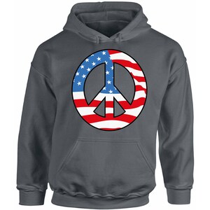 USA Peace Flagge Hoodie USA Kapuzen-Sweatshirts-Peace-Zeichen-USA-Flagge 4. Juli Independence Day