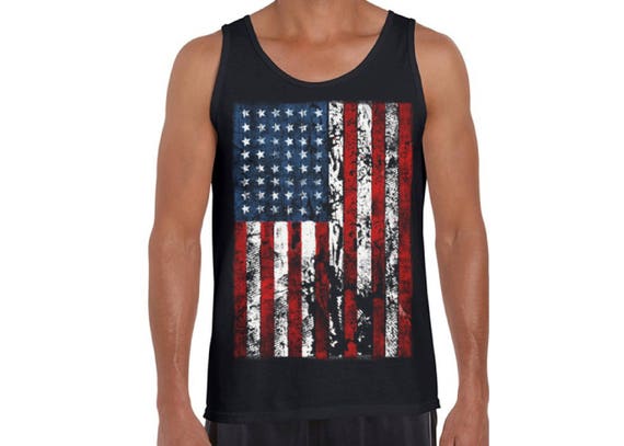 Adult Men's USA American Flag 4th Of July Patriotic Sleeveless Shirt Tank Top