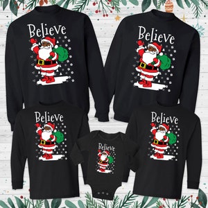 2020 Matching Family Christmas Sweaters - Santa Sweatshirt - Mom Dad Kid Baby Christmas Outfits - Believe Sweater