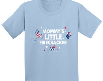 Mommy's Little Firecracker Infant Tshirt American Baby Shirt 4th of July Shirts for Boys and Girls Kids USA Shirt Independence Day Gifts