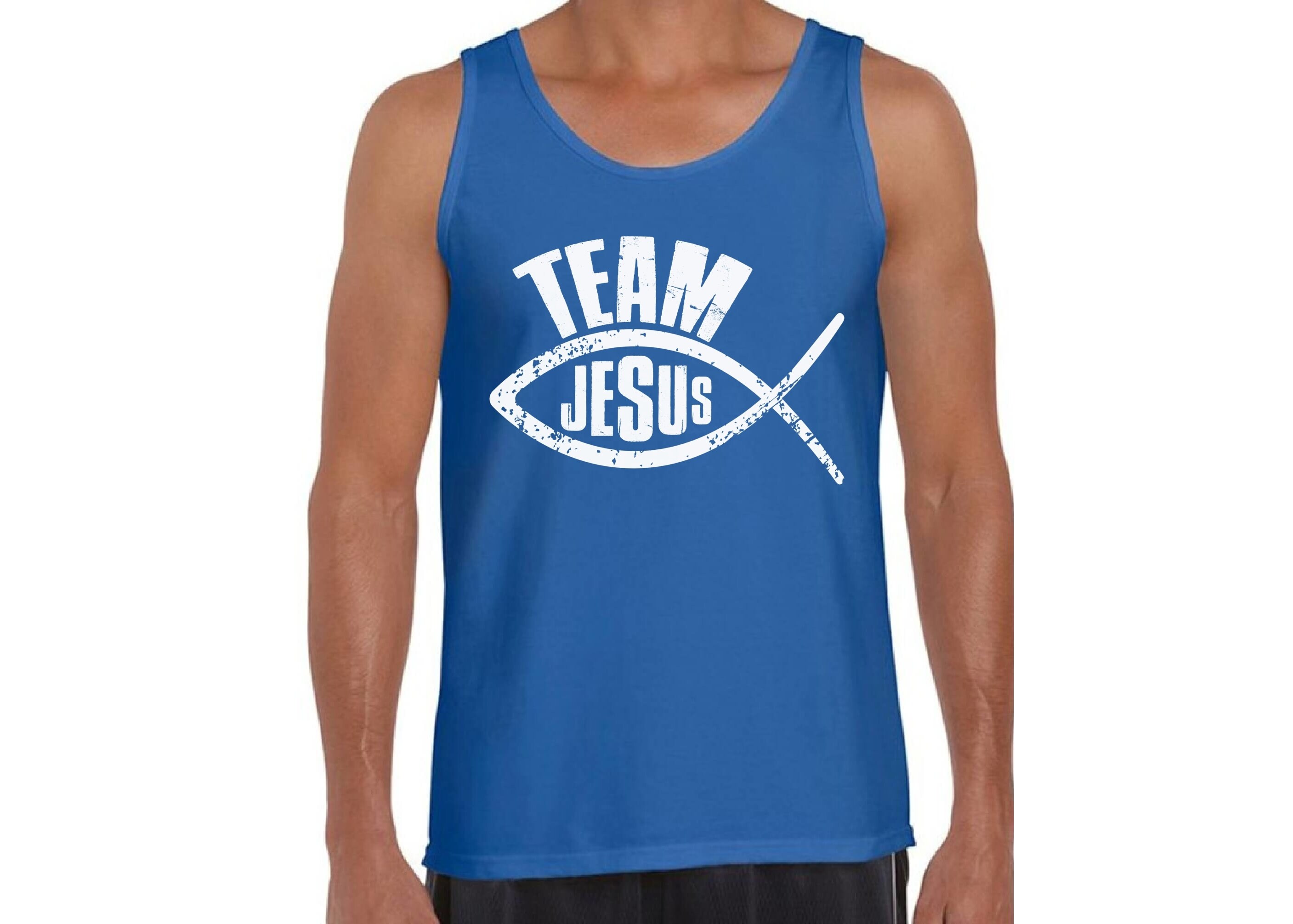 Jesus Tank Top for Him. Christian Mens Tanks. Fish Clothes for Etsy