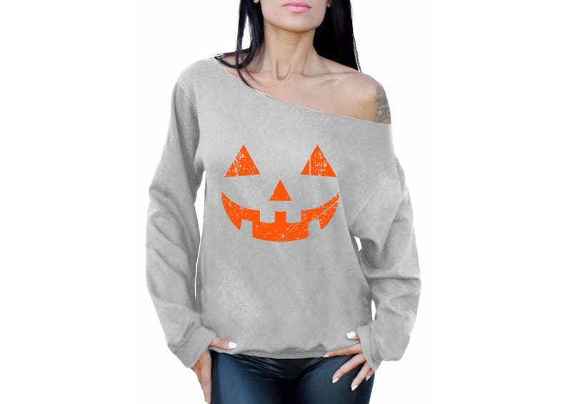Jack/'O Halloween Pumpkin Off the Shoulder Oversized Sweatshirts Cool Gifts for Halloween Horror