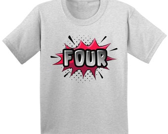 4th Birthday Shirts. Superhero Kids T-Shirt.